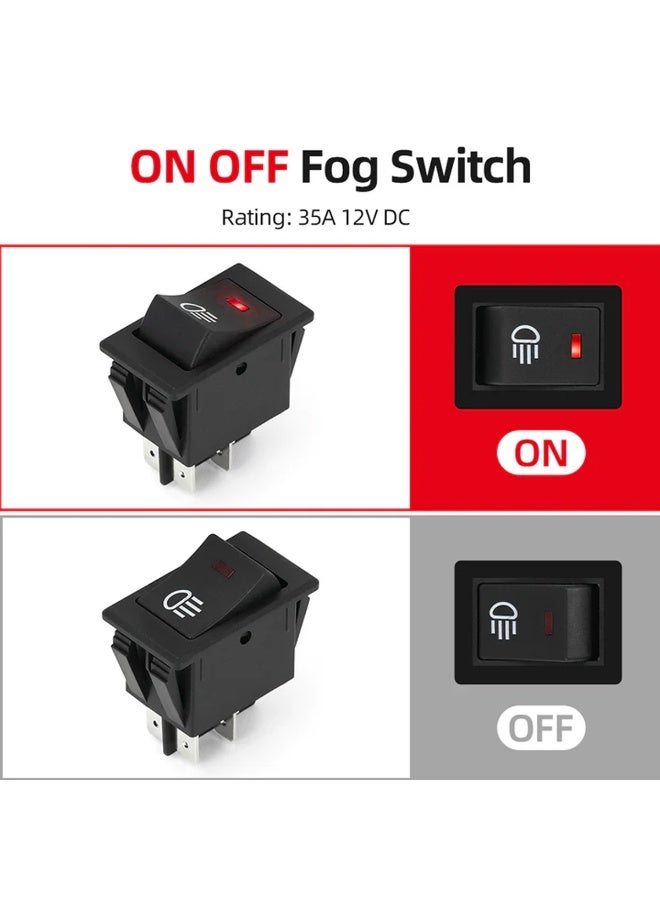 MOB 12V LED Fog Light Rocker Switch ON/Off, 35A 4-Pin SPST Toggle Switch with Indicator Light, ABS Waterproof Dashboard Switch for Car, Truck & SUV - Image 4